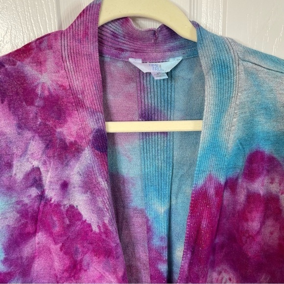 Hand tie dyed duster cardigan topper sweater jacket galaxy purple turquoise XL - Picture 3 of 10